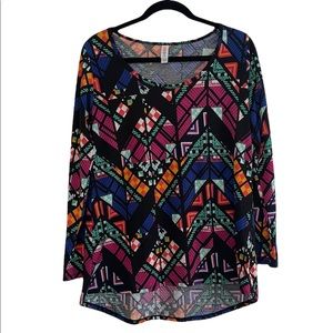 LuLaRoe Colorful Aztec Mosaic Long Sleeve High
Low Shirt